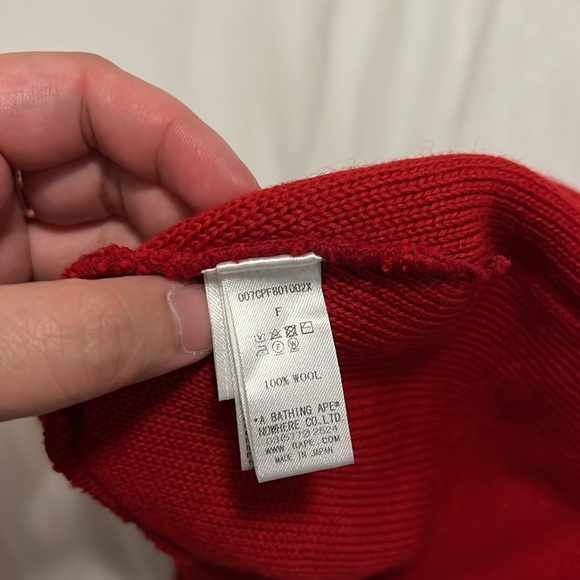 BAPE Mr Bathing Ape Beanie in Red - Picture 3 of 4